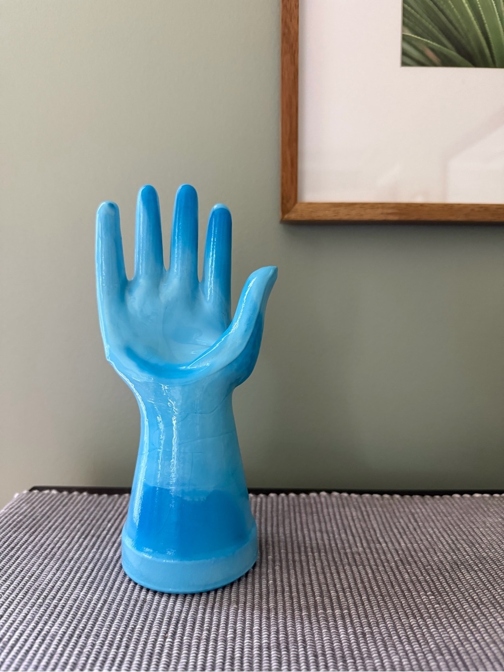 Vintage Blue Hand Sculpture Decorative Accent